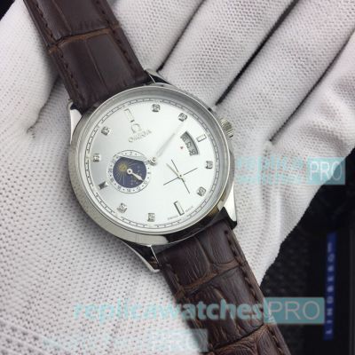 Fake Omega Moonphase Automatic Watch  SS Silver Dial 40mm